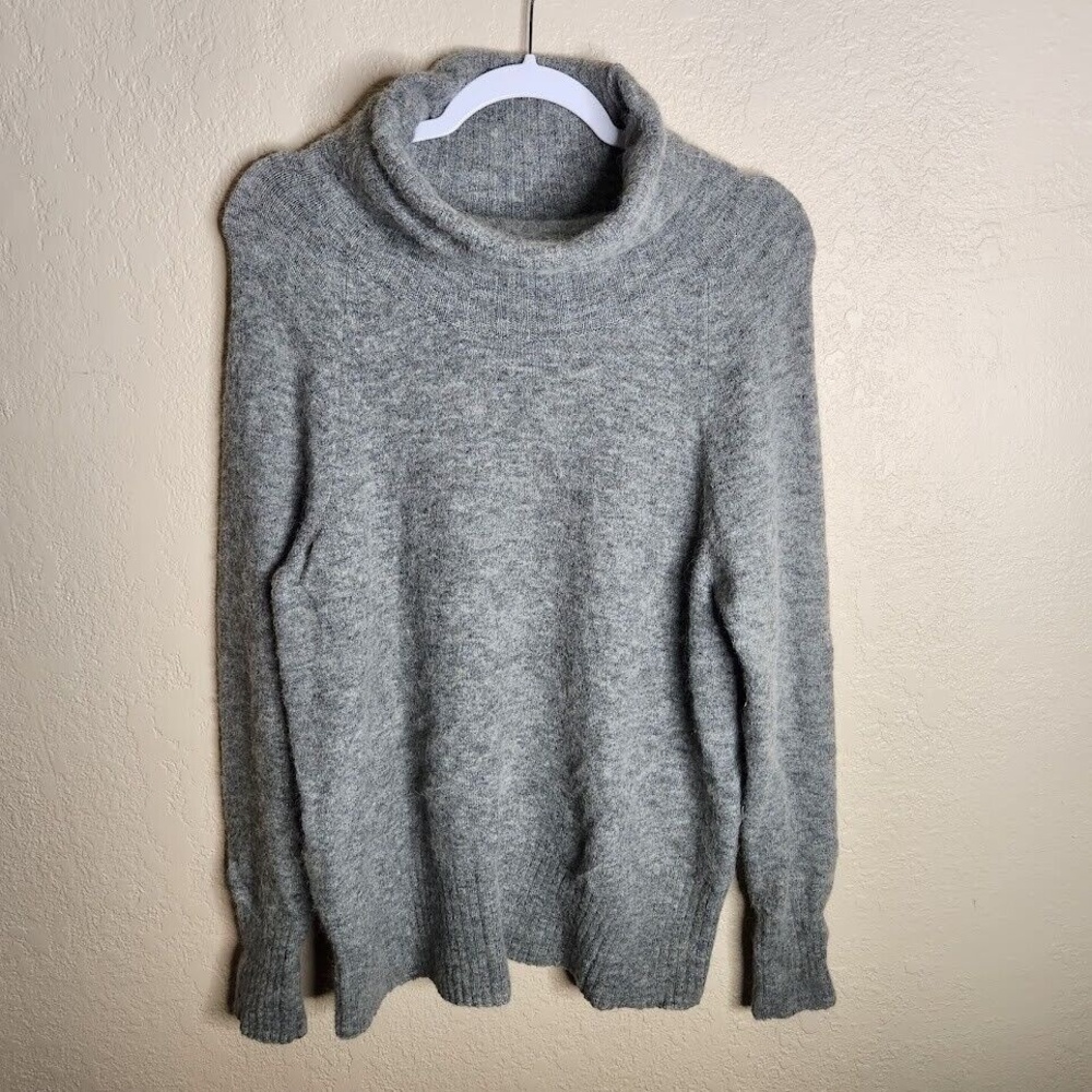 Babaton Sweater Women Medium Gray Turtleneck Stretch Oversized Alpaca Wool Blend